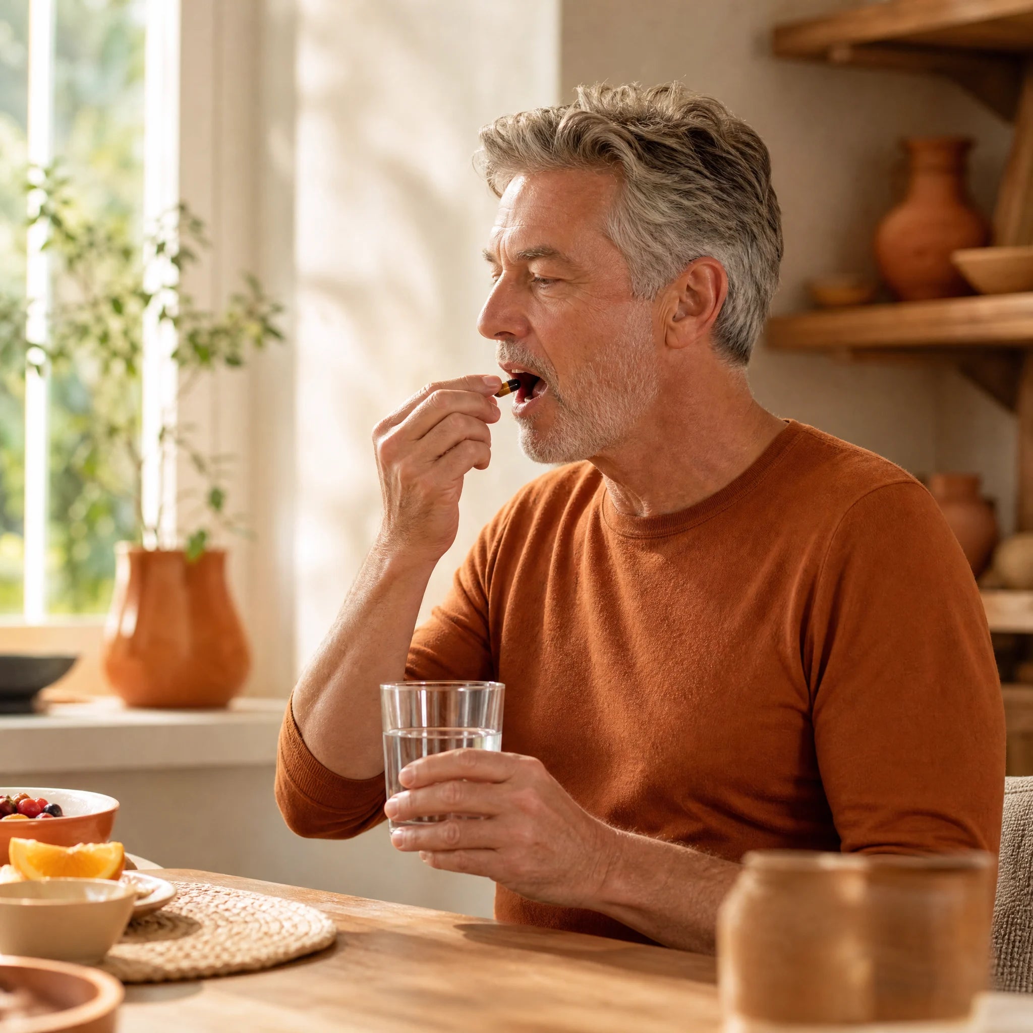 Man taking his daily capsule
